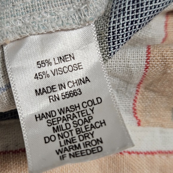 For Cynthia Linen Blend Striped Sleeveless Shift Dress M Side Button Beach - Picture 4 of 9